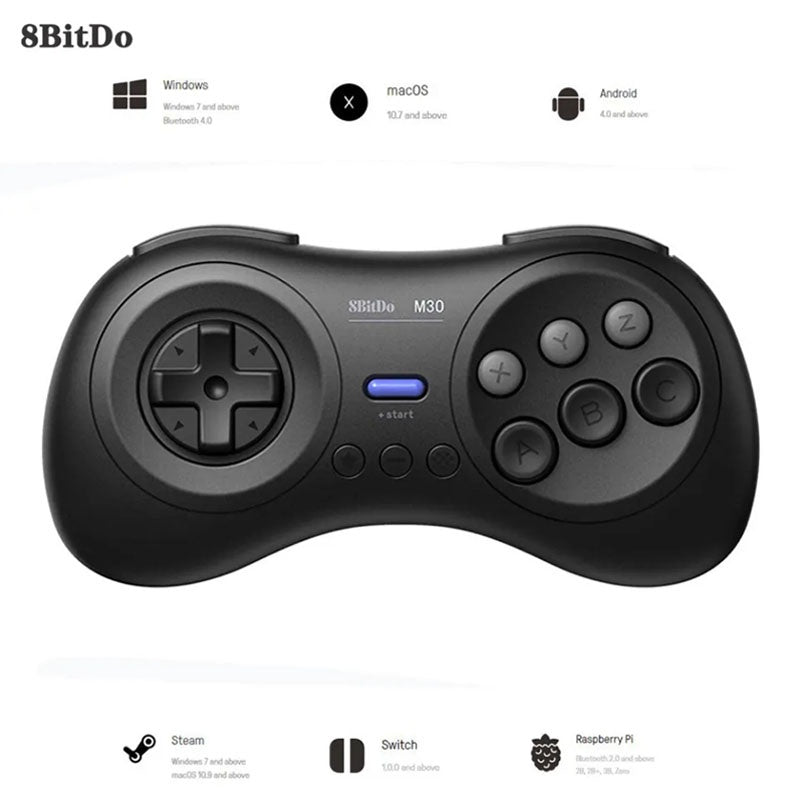 8Bitdo M30 Bluetooth Controller for Switch, Windows and Android, 6-Button Layout (White),(Black)