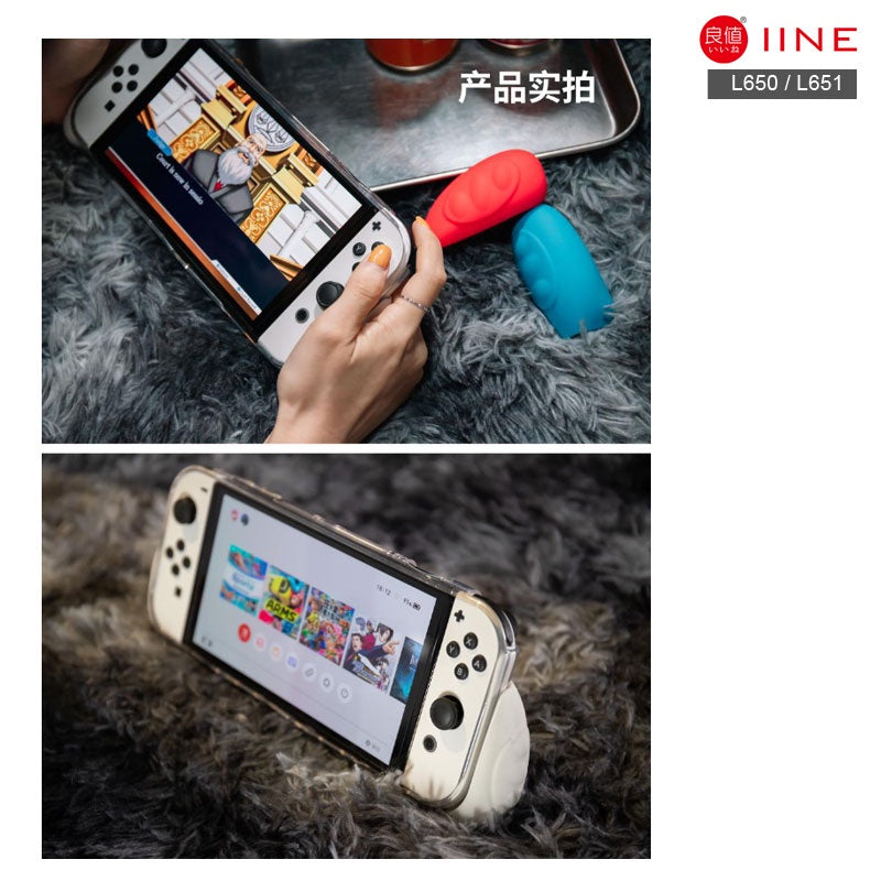 IINE L650/L651 Grip Case For Nintendo Switch OLED เคส TPU ใส + TPU Joycon มือจับเสริม สีขาว/นีออน
