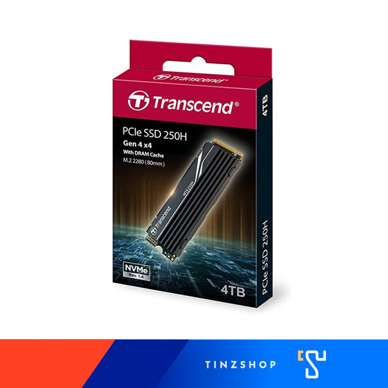 Transcend 4TB / 2TB / 1TB PCIe 250H Gen 4 X4 NVMe Rev 1.4 SSD for PS5/PC
