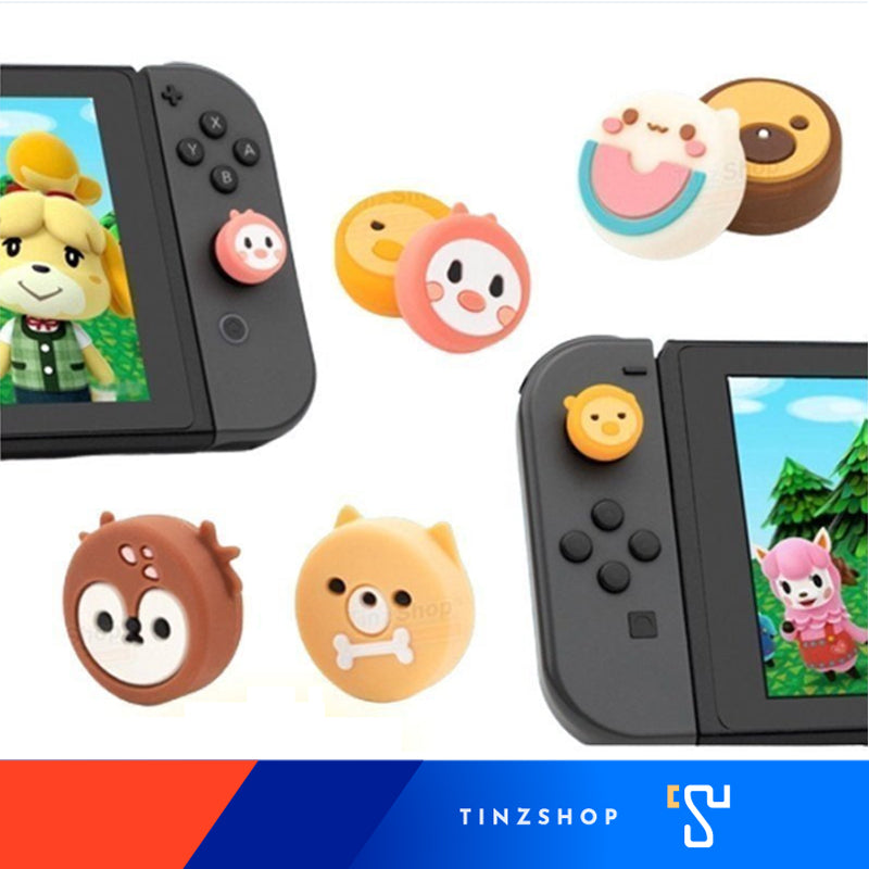 GeekShare ครอบปุ่ม ลายน่ารัก 1 pack มี 4 ชิ้น ใส่ Analog Joy Con Thumb Grip Set ครอบปุ่มลายรูปสัตว์น่ารัก