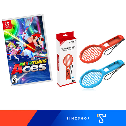 Nintendo Switch Game Mario Tennis Aces + DOBE Tennis Racket Joy-Con Neon แผ่นเกมมาริโอ้เทนนิส  + ไม้เทนนิส 1 คู่
