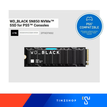 Western Digital WD_BLACK SN850 NVMe SSD with Heatsink For PS5 Consoles Gen4 PCIe, M.2 2280, Up to 7,000 MB/s