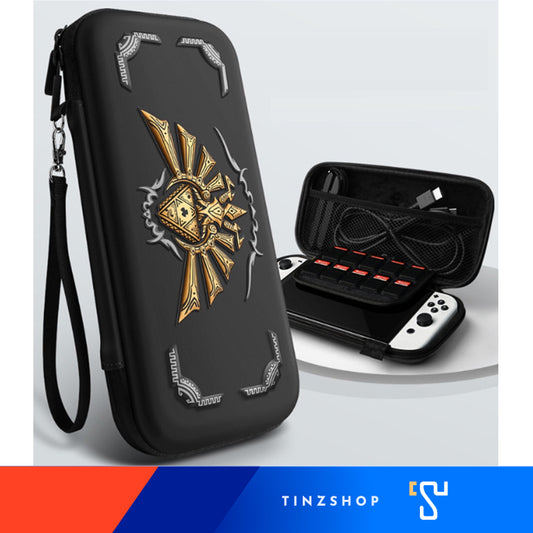 TZ กระเป๋า Nintendo Switch Oled Airfoam สีดำ ลายเซลด้า เคส กระเป๋า ใส่เครื่องเกม Nintendo Switch รุ่น Oled , กล่องแดง