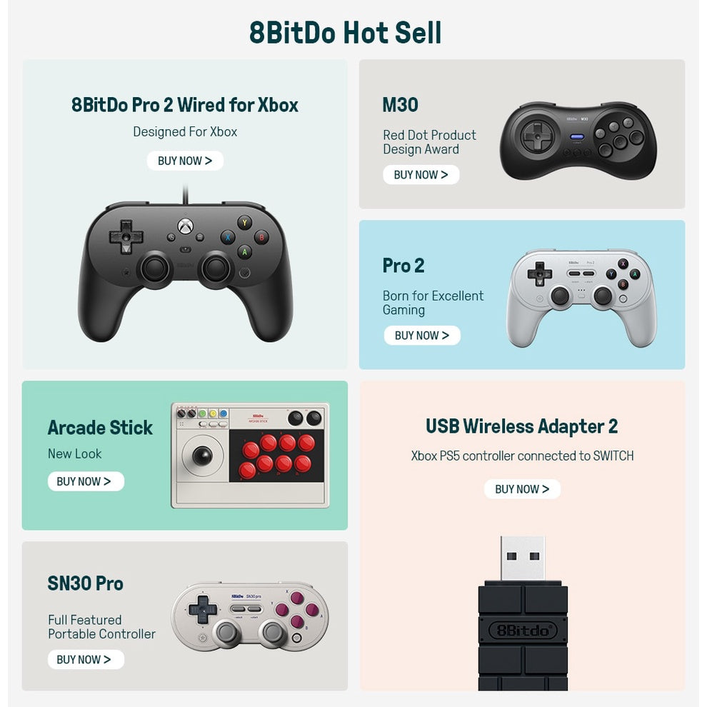 𝟴𝗕𝗶𝘁𝗗𝗼 Pro2 82BB Wired Controller จอยมีสาย สีดำ : Xbox ,X,S Windows10 Gamepad Gaming Controller 8BitDo